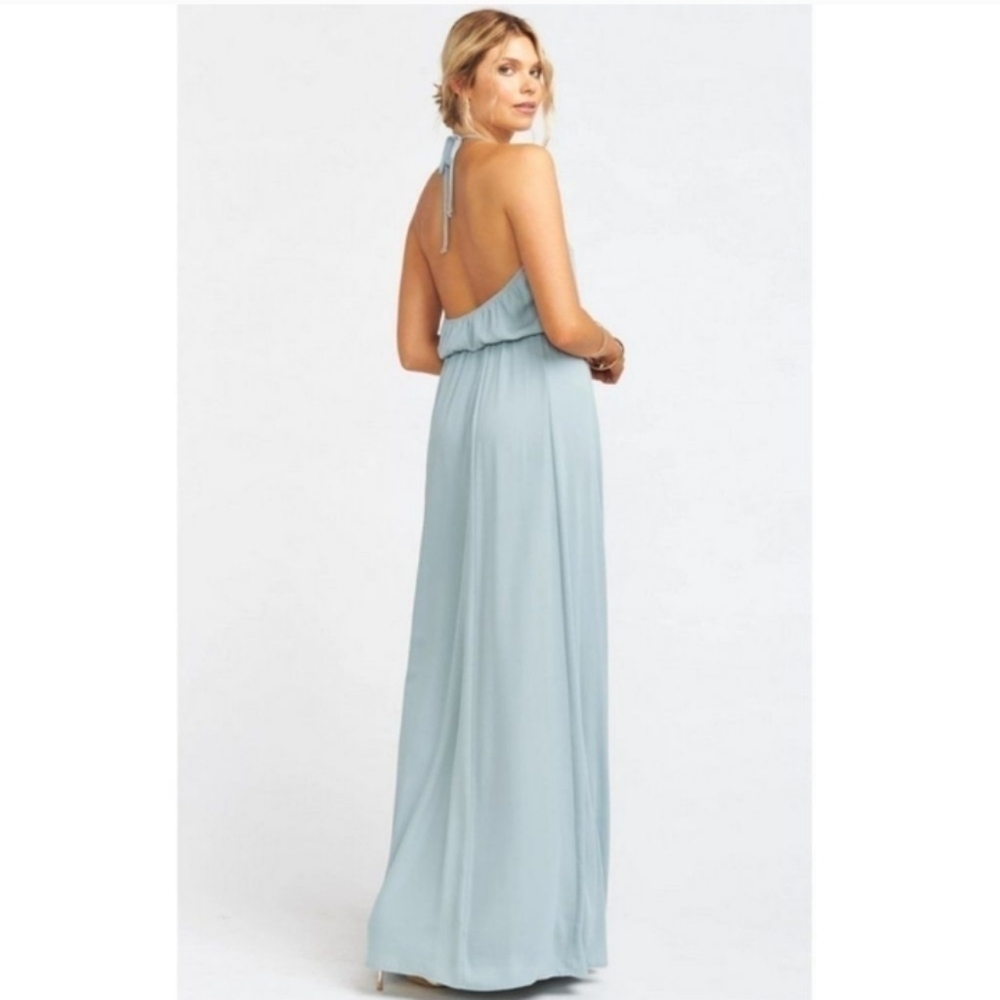 Show Me Your Mumu Heather Halter Maxi Dress Silver Sage Bridesmaid Wedding Small - Picture 7 of 16